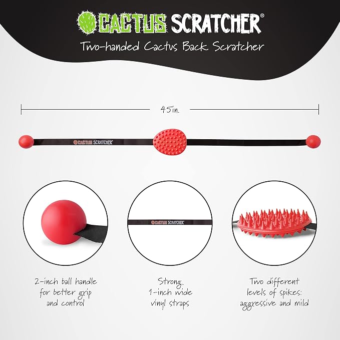 Original Back Scratcher - 2-Sided Back Scratching Tool for Hard-to-Reach Area, Durable 45" Strap with Ball Handles for Towel Like Operation, Universal Gifts for Men and Women, Red