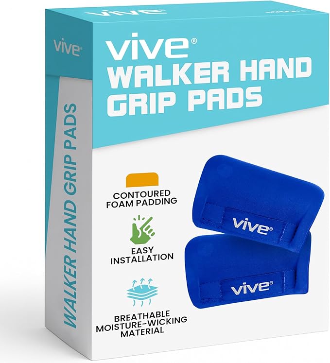 Vive Walker Handle Cushions - Padded Hand Covers - Soft Cushion Padding Medical for Folding Rolling Wheelchair, Rollator Handle, Senior, Elderly Grippers - Crutch Handle Pad Grips - Mobility Aid