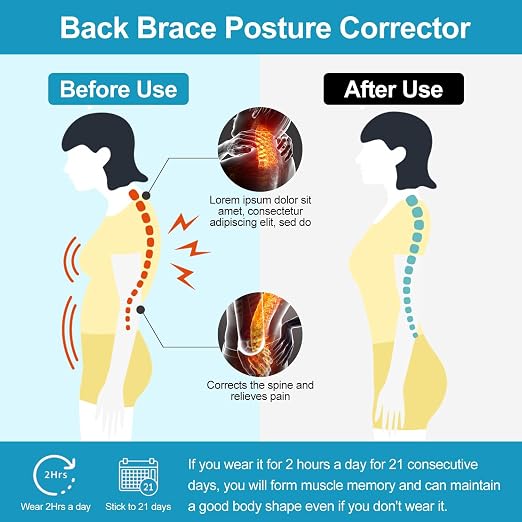 Posture Corrector for Men and Women, Adjustable Back Brace, Comfortable & Breathable Clavicle Straightener, Providing Pain Relief from Bad Posture, Waist, Neck, Back Pain (Large)