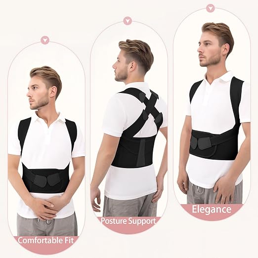Back Brace Posture Corrector for Women and Men Upgraded Dynamic Traction Correction System Adjustable Shoulder Support Straightener Helps Reduce Upper Lower Back Pain Suitable for Hump Scoliosis Black Large