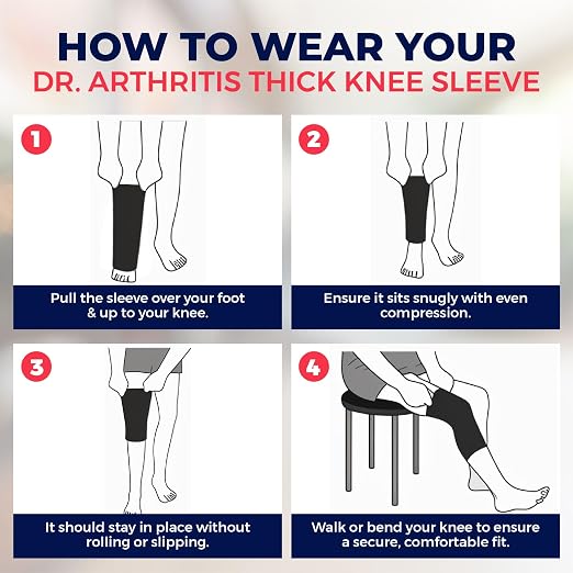 Dr. Arthritis Doctor-Developed Thick Knee Brace Support, Secure Compression Sleeve for Joint Stability (Black, L)