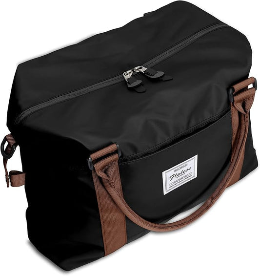 Womens travel bags, weekender carry on for women, sports Gym Bag, workout duffel bag, overnight shoulder Bag fit 15.6 inch Laptop (Large, Black)