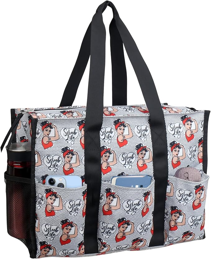 ABAMERICA Nurse Bags for Work Nursing Bag Multiple Pockets Waterproof Organizing Zip Top Clinical Bag for Nursing Students
