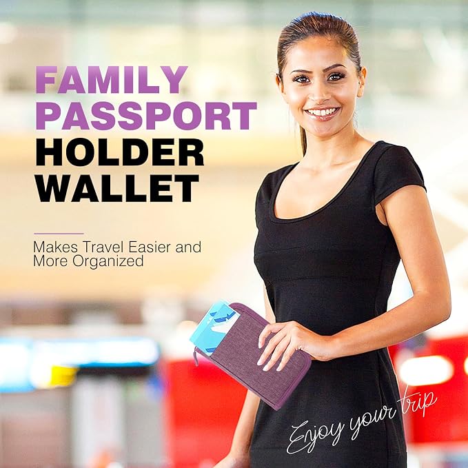 Single Passport Holder for Travel, RFID Travel Document Organizer for Women Waterproof Passport Wallet Men Portable Case for Cards, Boarding Pass, ID, Money, Tickets with Zipper