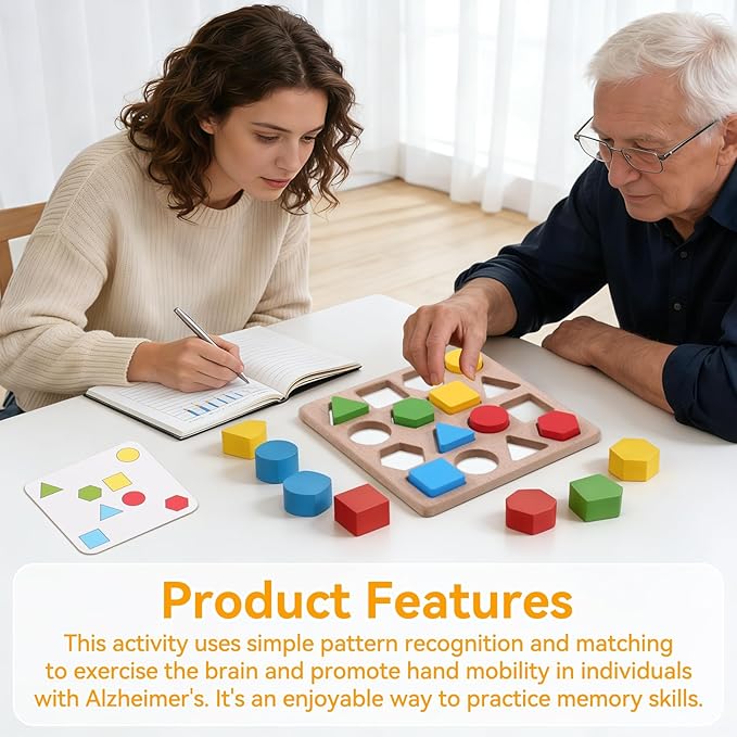 Dementia Puzzles Gifts for Seniors, Activity Kits for Dementia Patients, Fidget Sensory Products for Alzheimers，Pattern Blocks Set for Fractions, Symmetry, Patterning and Creativity