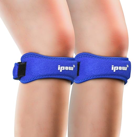 IPOW Patella Tendon Knee Strap 2 Pack Knee Pain Relief & Patella Stabilizer Knee Strap, Patellar Tendon Support Strap, Knee Brace for Running, Hiking, Soccer, Basketball, Jumpers Knee, Tennis, Volleyball & Squats