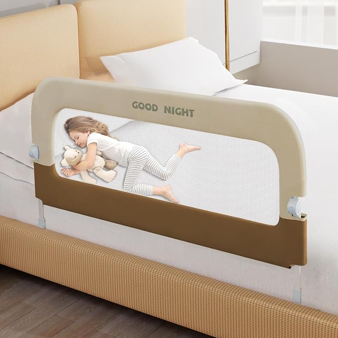 Bed Rail for Toddlers, 47 Inch Toddler Bed Rails, Bed Rail for Baby | Adjustable Heights, Folding up Portable, Safe Metal Frame, For Baby, For Crib, Twin, Bunk, Full Size, Queen & King Bed