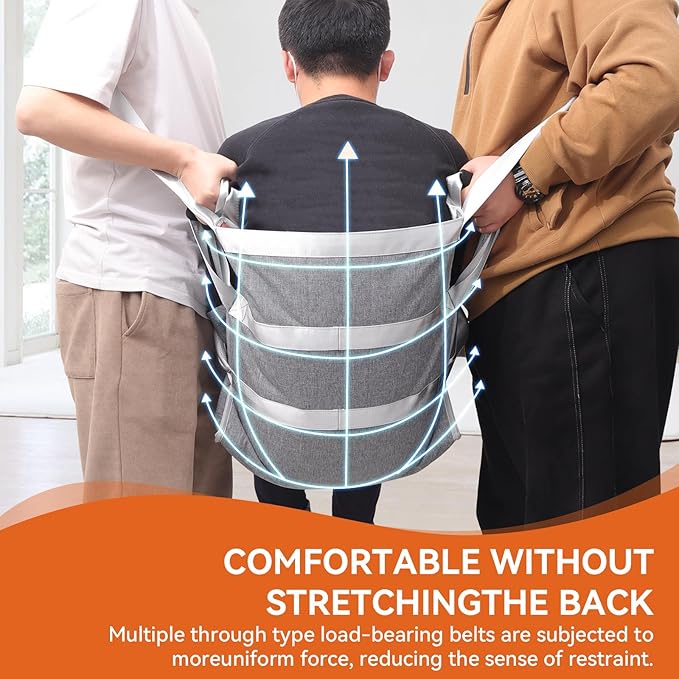 Wheelchair Transfer Pad with 8 Handles & 2 Shoulder Straps, Slide Board Transfer Belt for Lifting Seniors, Elderly, Stair Lift Aid for Wheelchair to Bed or Car, Lightweight Foldable