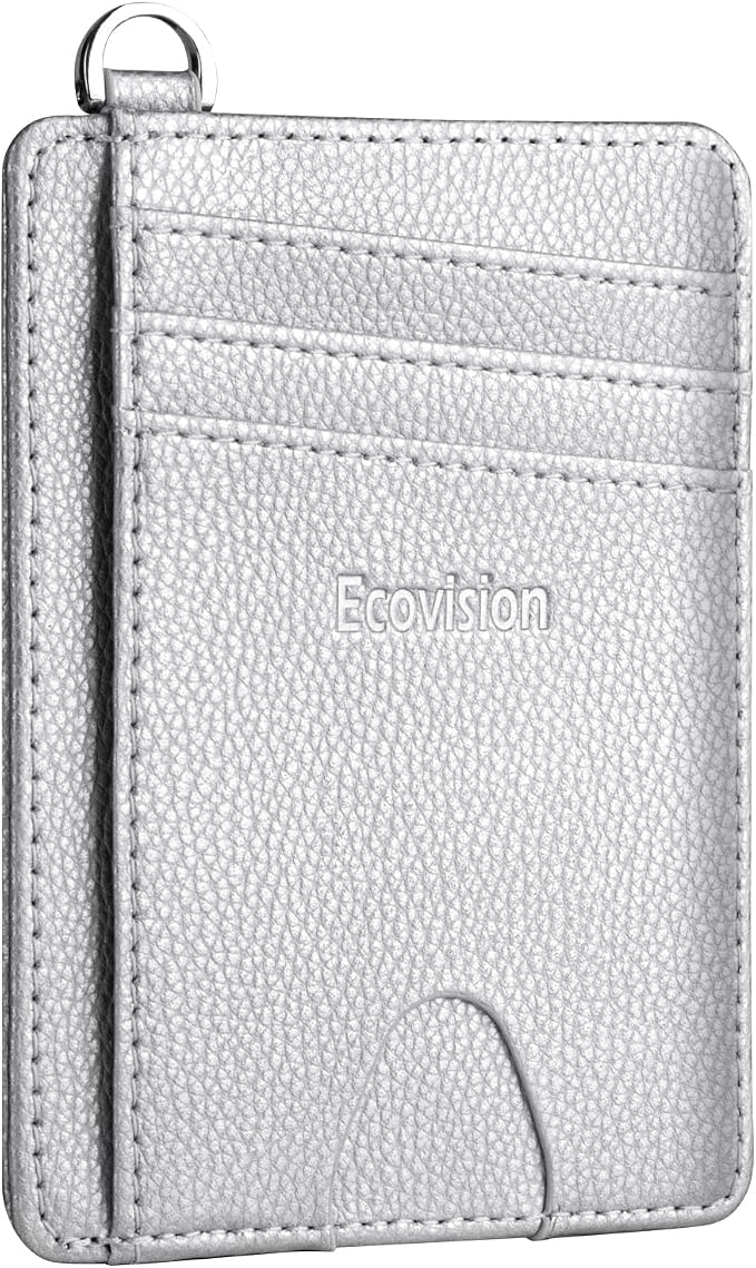 Slim Minimalist Front Pocket Wallet, RFID Blocking Credit Card Holder Wallet with Detachable D-Shackle for Men Women