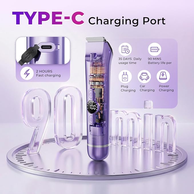 4 in 1 Bikini Trimmer for Women, Electric Razors for Women - Dual Head, Wet & Dry Use Pubic Body Hair Trimmer Electric Shavers, Rechargeable Womens Facial Razors for Legs, Nose, Armpits, Bikini Area