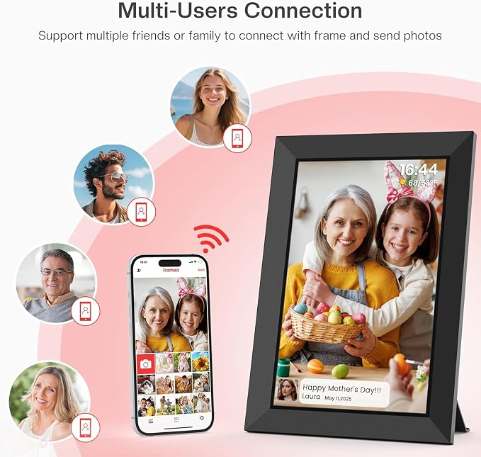 XElectron 32GB FRAMEO 10.1 Inch Smart WiFi Digital Picture Frame 1280x800 IPS Touch Screen, Auto-Rotate Portrait and Landscape, Built in Memory, Share Moments Instantly via Frameo App from Anywhere