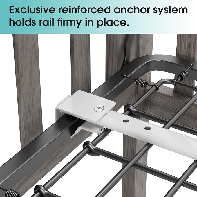 NUTIKAS Crib Rail Guard for Toddlers - 35.4" Toddler Bed Rails Convertible Safety Side Protector Swing Down Mesh Breathable Bed Barriers with Reinforced Anchor Safety