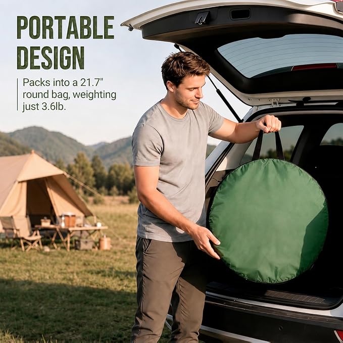 WolfWise Pop Up Shower Tent for Camping Essentials, Compact & Lightweight | Portable Instant Changing Tent with Window & Carry Bag, Privacy Dressing Room Bathroom for Outdoor, 6'3"/6'11" H