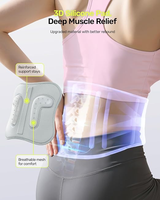 Rakiie Back Brace for Lower Back Pain Women with 9X Support System, Ergonomic Lumbar Support for Pain Relief, Breathable Mesh Design with 3D Silicone Pad for Sciatica, Pink Size XL (Waist: 39.4" – 47.6")