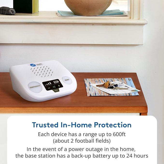 ADT Medical Alert Plus - in-Home Medical Alert System for Seniors - Cellular 4G Coverage, 600ft Pendant Range, Home Temperature Monitoring, 24/7 U.S. Based Monitoring (White Wristband)