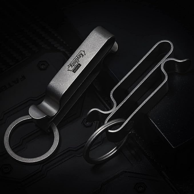 KeyUnity KM00 Titanium Belt Loop Keychain Clip Double Side Quick Release Key Holder with Detachable Key Ring