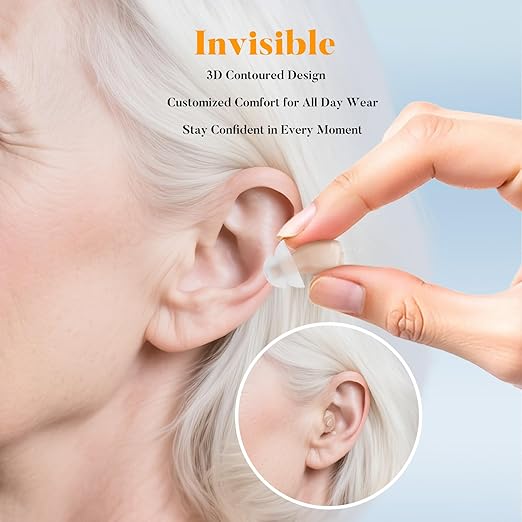 Rechargeable Hearing Aids for Seniors - Compact In-the-Ear Hearing Amplifiers with Adaptive Noise Reduction & Easy Controls | Long-Lasting Battery Discreet Invisible Design for Adults & Elderly