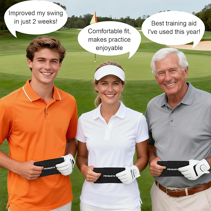 Golf Swing Training Aid with Instructions for use，Swing Correcting Arm Band Without unpleasant Smell，Golf Swing Band not Easily Sliding Down the arms. Swing Easy, Golf Arm Band Training Aid.