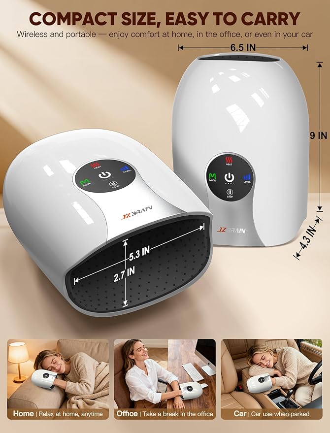 Hand Massager with Heat and Compression : Heated Full Hand Massager for Wrist Palm Fingers and Comfort Relief & Daily Relaxation – 4 Modes 6 Intensities