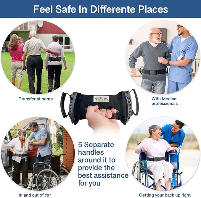 Gait Belts for Seniors - Transfer Gate Belts Medical for Elderly and Disabled - Easy to Use Quick Release Gait Belt with Handles for Physical Therapy Medical Nursing Use - Elderly Assistance Products