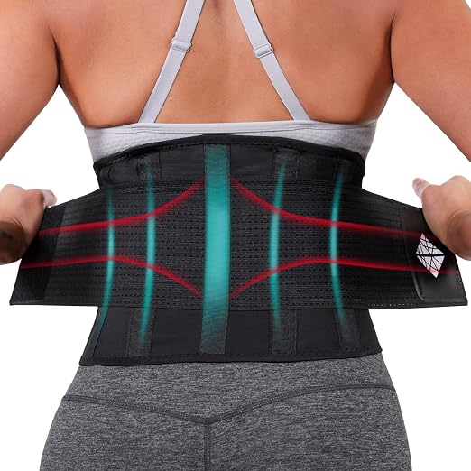 Plus Size Back Brace for Men & Women 52" - 65" Effective Back Pain Relief & Elastic Support with Dual-Tension Straps, Ultra Thin Breathable Lumbar Support Belt for Sciatica, Herniated Disc, Scoliosis