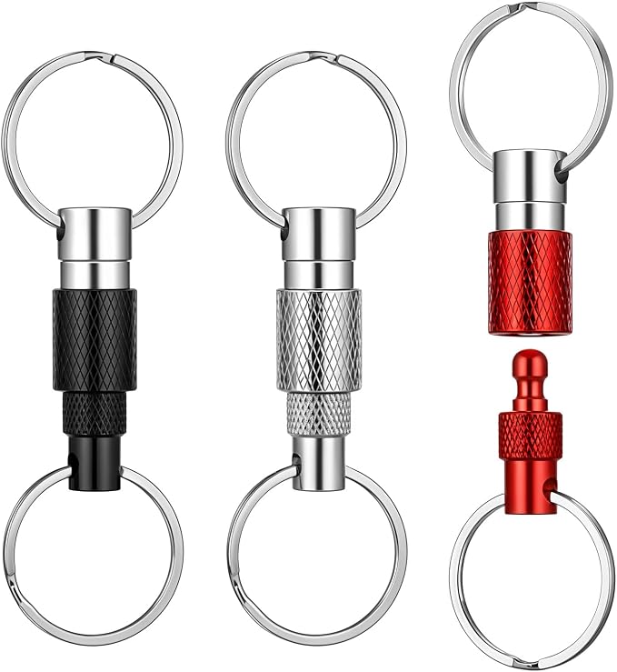Detachable Quick Release Keychain, Pull Apart Key Ring with Split Rings for Car Keys, Bag, Purse, Belt, Heavy Duty Metal Key Holder