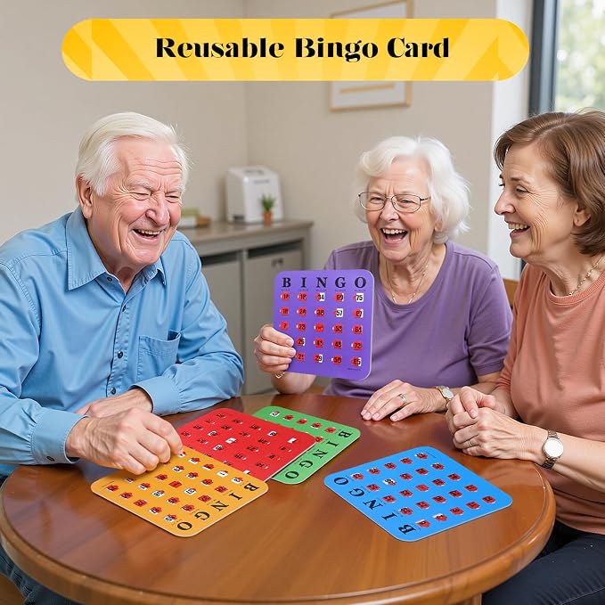 5 Packs Bingo Cards for Seniors, Shutter Slide Bingo Cards for Parties, Travel, Camping, Family Gatherings, School and Office Activities