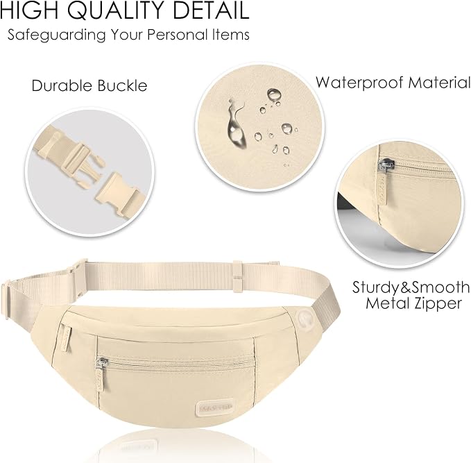 Small Khaki Crossbody Bags for Men Women Sling Fanny Pack with Key Chain | Fashion,4-Zipper Pockets,Fanny Pack Passport Bag with Adjustable Strap Gifts for Women