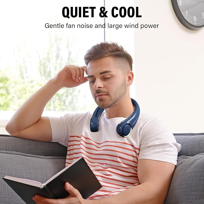 Neck Fan, USB Rechargeable Personal Fan,Hand Free Bladeless Portable Fans,4000 mAh, 3 Speeds,Large Air Faster softer 360° Cooling, Ultra Quiet,Gift Suitable for Home, Office, Travel, Sports