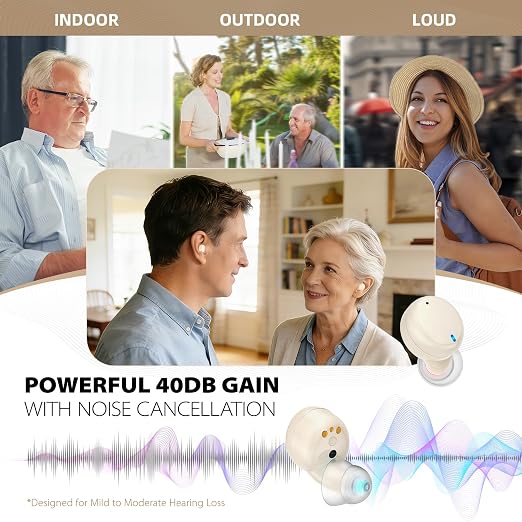 ABLEGRID Rechargeable OTC Hearing Aids for Seniors Adults, In-Ear Touch Control Nano Hearing Aid with Noise Cancelling, App-Enhanced Gain, for Mild to Moderate Hearing Loss
