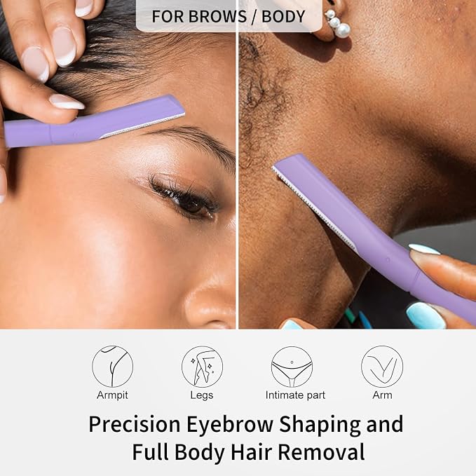 Dermaplane Razor for Women, Facial Razor, Peach Fuzz Remover, Wisteriar | Disposable Dermaplaning Tool for Facial Hair Removal & Exfoliation, Microblade Design, Easy Replacement for Home & Travel
