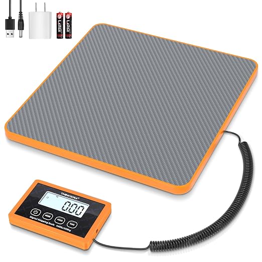THINKSCALE Shipping Scale, 10g/1oz Precision Postal Scale - 440lb Capacity, Lightweight Postage Scale for Packages, Luggage, Mail, Ecommerce, Warehouse & Home, Battery & AC Adapter Included