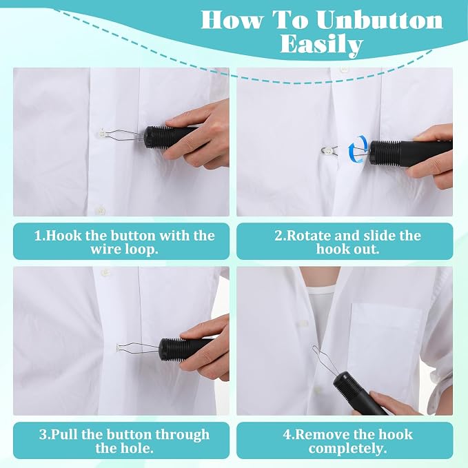 Button Helper,One Handed Button Hook and Zipper Pull,Assist Device Button Hook Tool,Button Assist Tool for Seniors,Disableds,Strokes,Disabilities to Fasten Shirts and Jackets with Ease