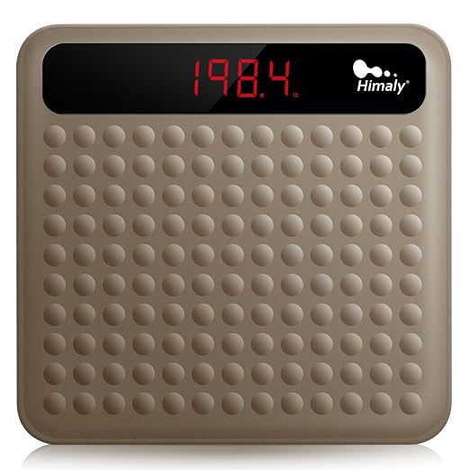 himaly Digital Body Weight Scale Bathroom Scale, Step-On Technology High Precision Measurements Scales with Large Non Slip Silicone Platform and LCD Digital Display, 400lbs/180kg Capacity, Brown