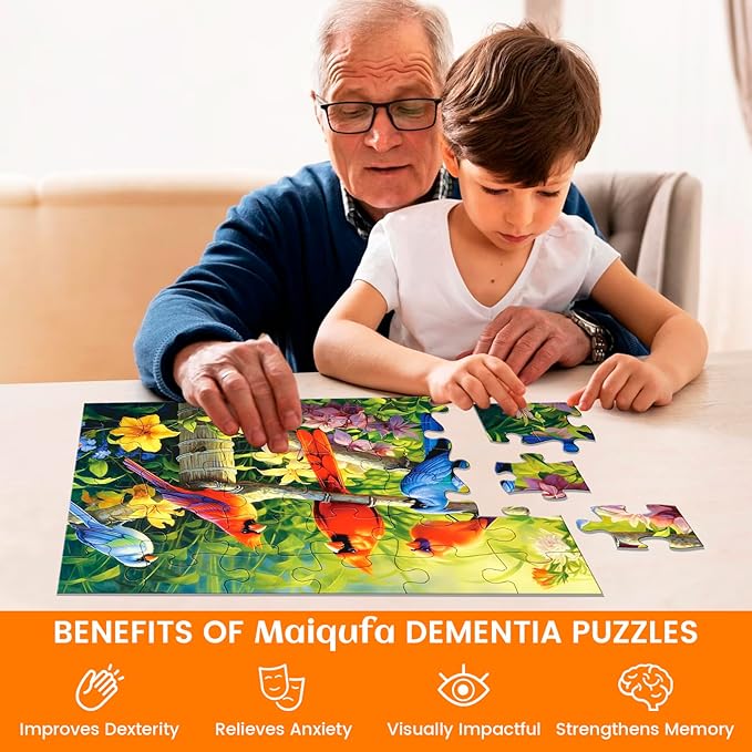 4 Packs 36 Large Piece Puzzle for Seniors - Dementia Puzzles for Elderly Adults,Alzheimer’s Puzzles Memory Cognitive Games for Elderly Seniors with 4 Storage Bags