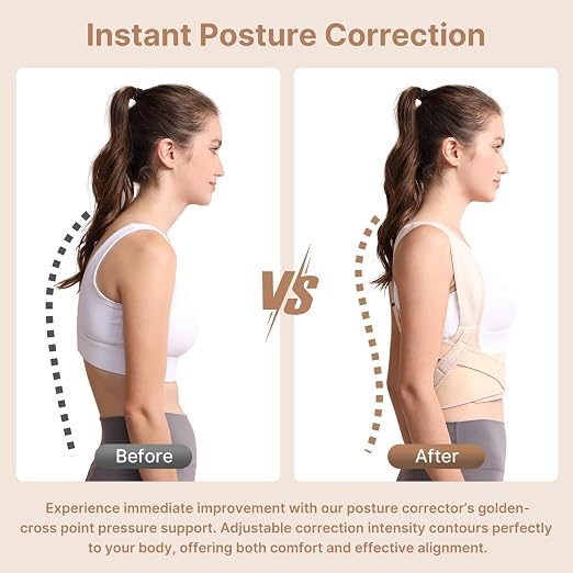 Fit Geno Posture Corrector for Women Lite, Upper Back Brace for Slouching | An Adjustable, Lightweight Design Supports Your Neck, Shoulders, and Upper Back to Help You Sit and Stand Taller