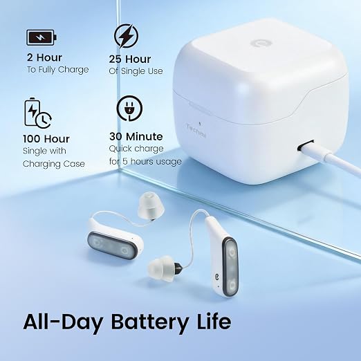 FacePro OTC Hearing Aids with Bluetooth for Seniors and Adults | Rechargeable Hearing Aids with App Control, Noise Reduction and 25H Battery for Daily Conversations and Calls