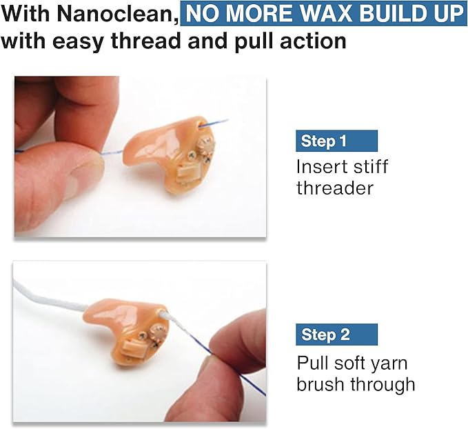 All-in-1 Hearing Aid Cleaning Kit - 1 Pack of 20 Ready-to-Use Strands - Gentle & Effective Hearing Aid Cleaning Brush Thread-Fine Instrument Cleaners, Earbud Cleaner, Hearing Aid Accessories
