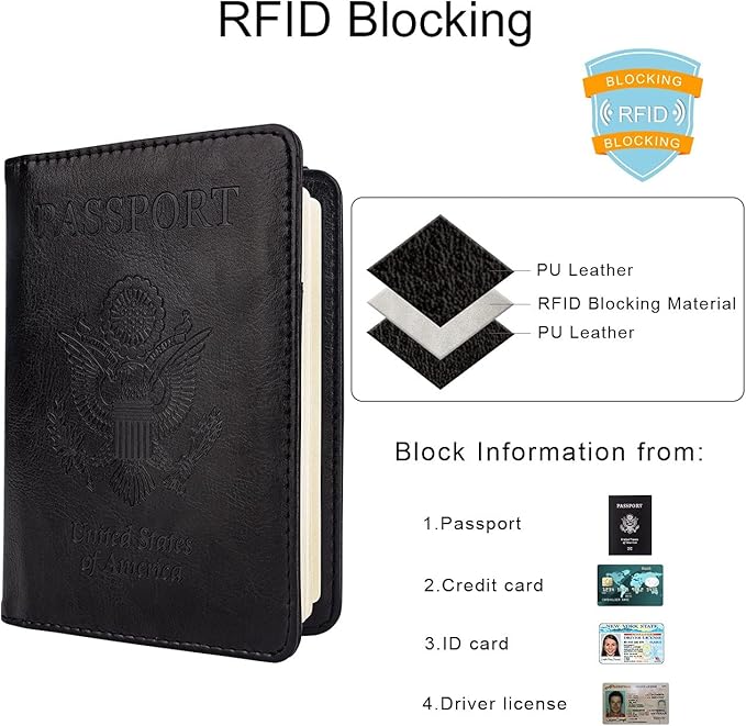WALNEW Passport Holder for Travel, RFID Passport Wallet, Travel Essentials