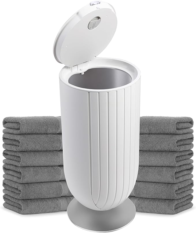 Large 27L Bathroom Towel Warmer Dryer – 5-Min Rapid Heat, 4 Modes, Auto Flip-Top, Aromatherapy, Night Light & ETL Certified for Towels, Blankets & Clothes. (White)