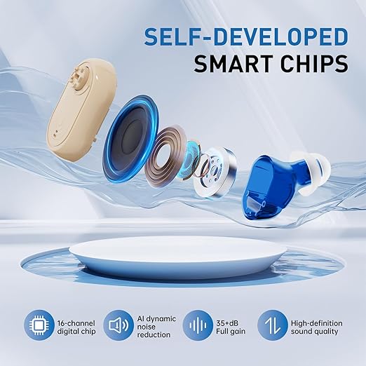 Scian Upgraded Rechargeable Hearing Aids for Seniors - Noise Cancelling, 16-Channel Digital Chip & Portable Charging Case, Invisible OTC Hearing Aid for Adults in Everyday Conversations & Noisy Environments