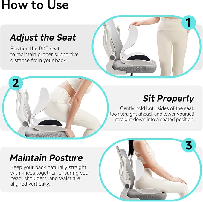 BKT Ergonomic Seat Cushion - Lumbar Support Pillow for Office Chair & Floor | Premium upgraded materials for long sitting. Comfort for students, nursing mothers, office workers and outdoor fishing trips