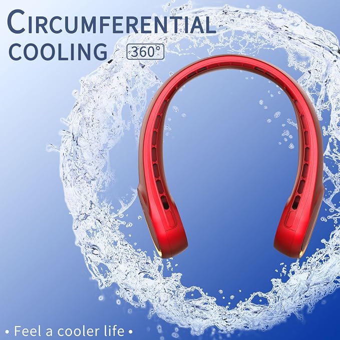 FrSara Neck Fan, Portable Fan Strong Wind, Upgraded 4000mAh, 360° Cooling | Upgraded Air Volume, Quiet, No Hair Twisting, Even Air Volume On Both Sides, Non-Slip Material, Short Charging, Long Use Time