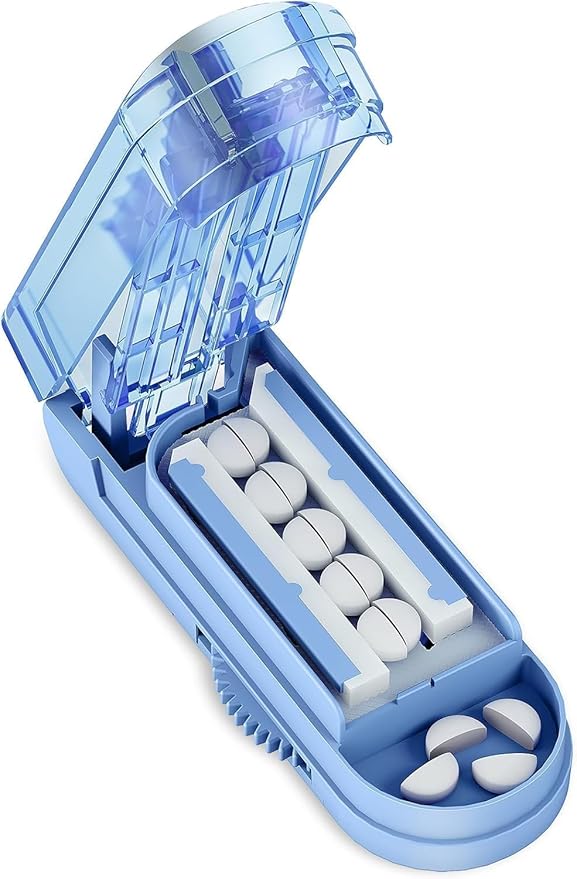 DEPAD Pill Cutter Splitter for Small and Tiny Pills, Pill Splitter for Cutting Multiple Pills with Adjustable Bars & Hidden Blade, Safely Cuts Small or Large Tablets for Seniors & Pets