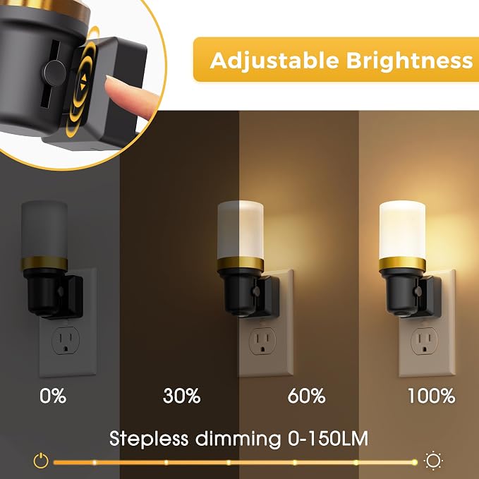 L LOHAS LED Night Light, 2 Pack Night Lights Plug into Wall | Dimmable Nightlight with Auto Light Sensor, 3000K Warm White 0-100LM, Plug in Night Light for Hallway Bedroom Bathroom
