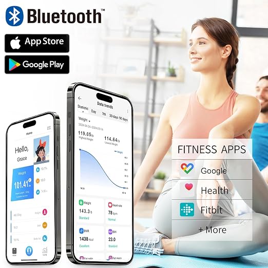 11.8" Extra Large Smart Body Fat Scale, 400lbs High Capacity Bluetooth Body Composition Analyzer with App, Clear Backlit LED Display, Non-Slip Bathroom Scale