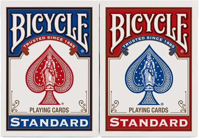 Bicycle Playing Cards 2 Pack Standard Poker Size Red and Blue | Air-cushion finish, Over 130 years trusted, 52 cards plus 2 Jokers per deck, Great for poker and rummy
