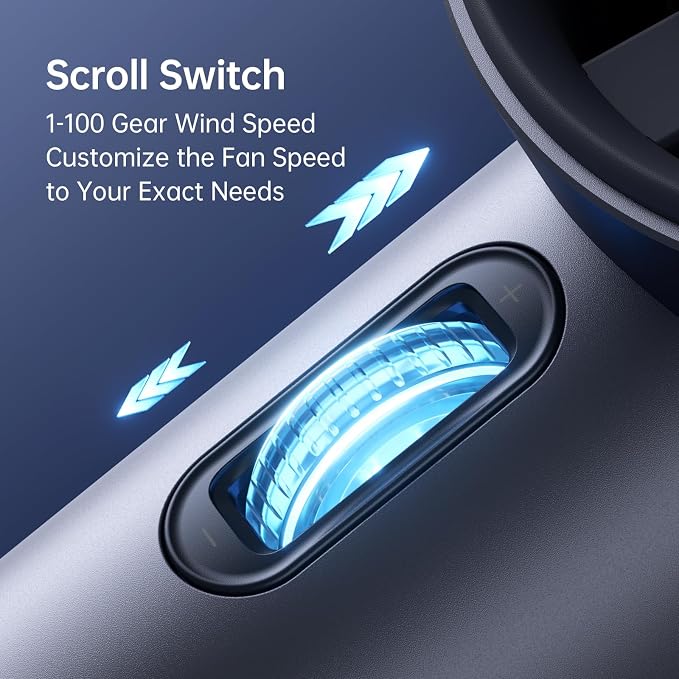 JISULIFE Handheld Fan Pro1S - Next-Gen Airflow: Up to 12H Runtime | Pearlescent ABS-Elegant Strength,1-100 Speed Scroll Wheel, 3600mAh-Portable Fan for Travel, Gifts for Women Men(Stellar Blue)