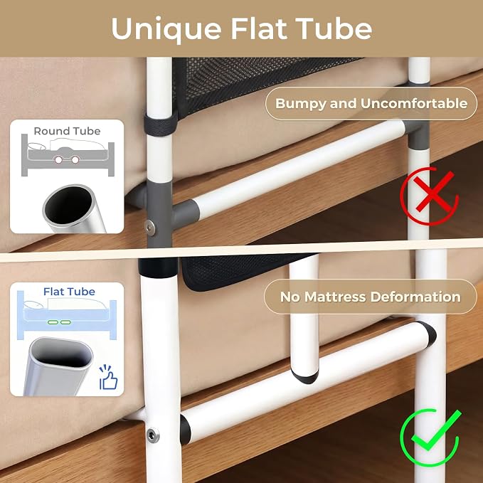 Bed Rails for Elderly Adults Safety, 400 Lbs Support for Seniors, ASTM-Certified Height Adjustable Bed Assist Rail with Motion Sensor Light, Triple Non-Slip Handles & Dual Storage Pockets