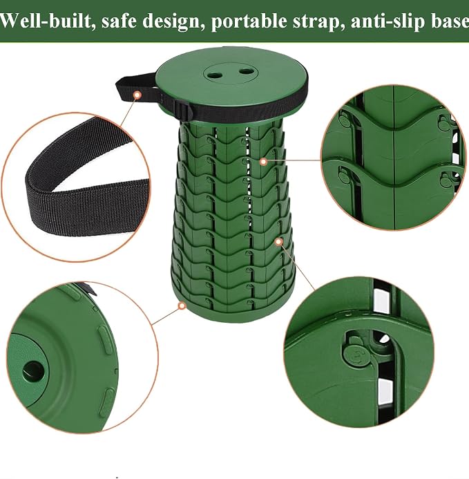 Fishboy Upgraded Collapsible Stool, 400lbs Max Weight, Lightweight But Sturdy, Portable Retractable Folding Telescoping Foldable Camping Stool for Adults Outdoor Fishing Hiking BBQ